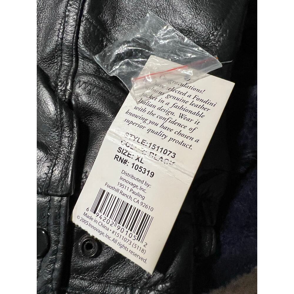 Vintage Fondini Leather Jacket Mens XL Black Patchwork Lyle’s Liquor NWT - Picture 2 of 12